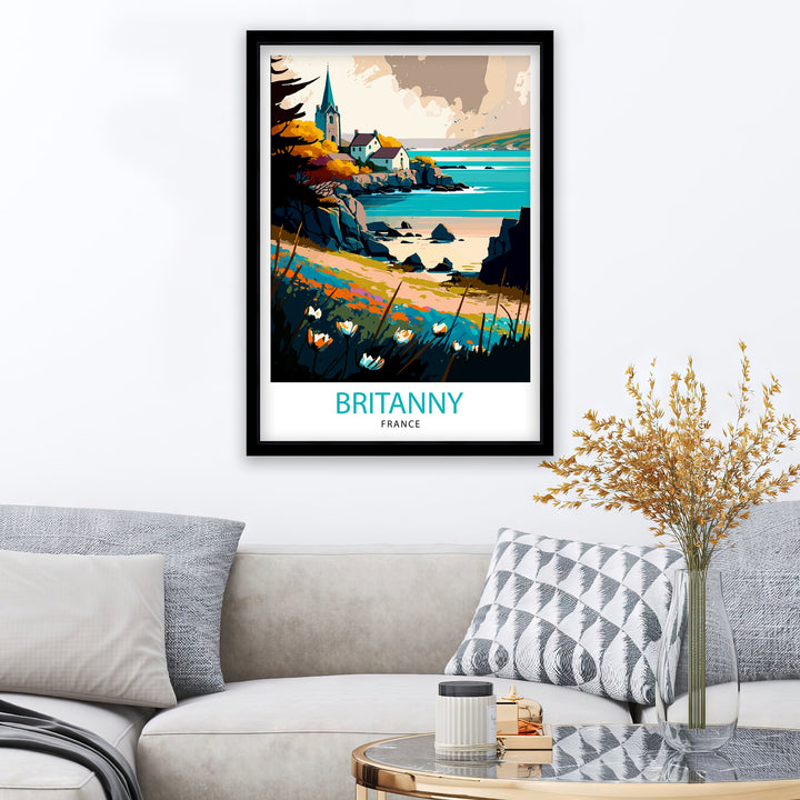 Brittany France Travel Poster, Wall Decor, Home Living Decor, Brittany France Illustration, Travel Poster, Gift for France Lover, France Home