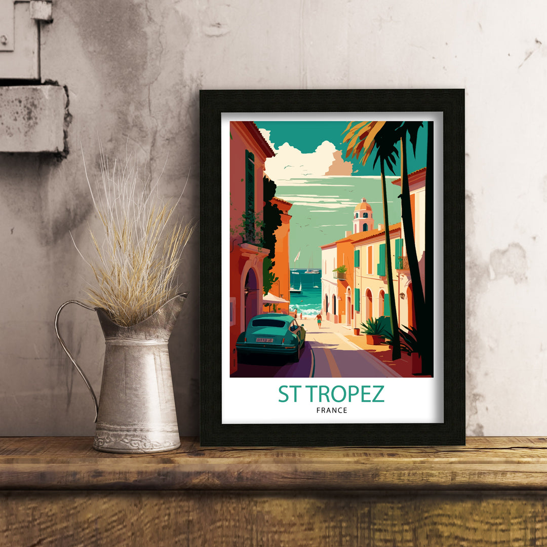 St Tropez Travel Poster St Tropez Wall Decor St Tropez Illustration Travel Poster Gift For St Tropez France Home Decor