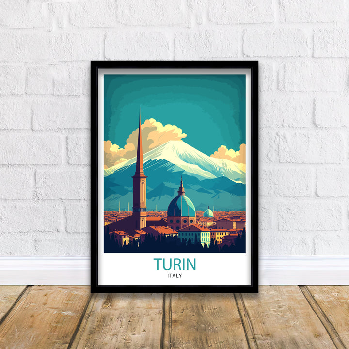 Turin Italy Travel Poster Turin Wall Decor Turin Home Living Decor Turin Italy Illustration Travel Poster Gift for Turin Italy Home Decor