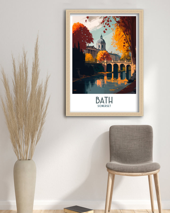 Bath Somerset Travel Poster Bath Wall Art Bath Home Decor Bath Illustration Travel Poster Gift Somerset England Home Decor