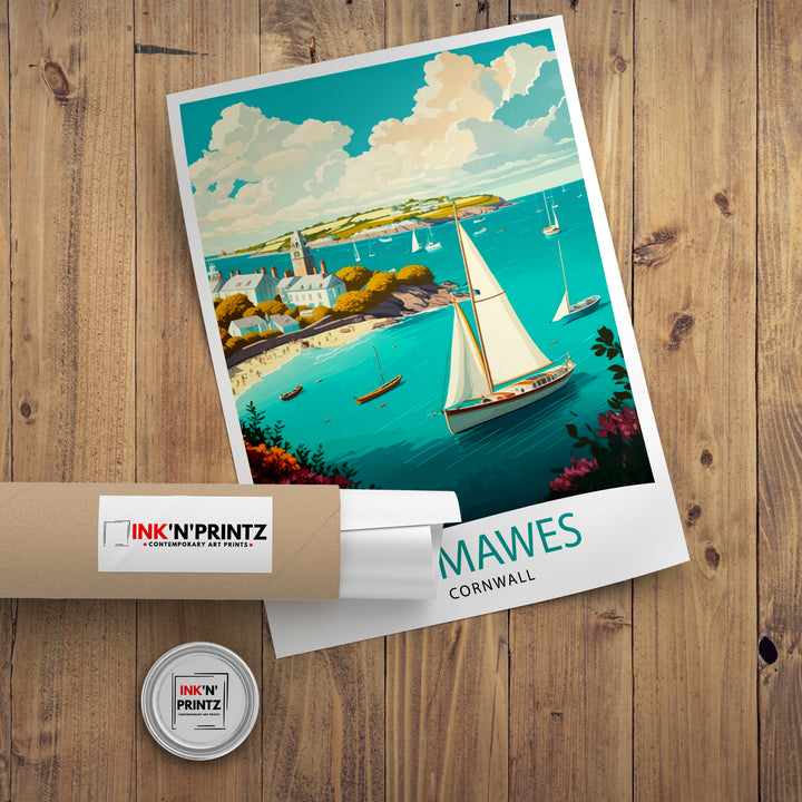 St Mawes Cornwall Travel Poster St Mawes Wall Art Cornwall Illustration Travel Poster Gift For St Mawes, Cornwall Home Decor