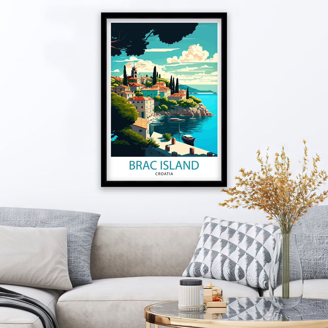 Brac Island Croatia Travel Poster Wall Art Home Decor Croatia Illustration Travel Poster Gift for Croatia Home Decor