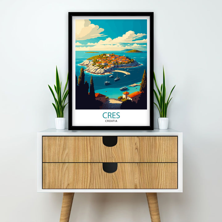 Cres Croatia Travel Poster Cres Island Wall Art Croatia Travel Poster Gift For Traveler Home Living Decor Illustration Poster