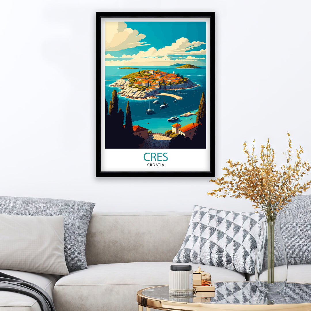 Cres Croatia Travel Poster Cres Island Wall Art Croatia Travel Poster Gift For Traveler Home Living Decor Illustration Poster