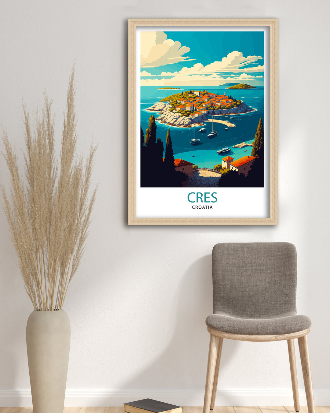 Cres Croatia Travel Poster Cres Island Wall Art Croatia Travel Poster Gift For Traveler Home Living Decor Illustration Poster