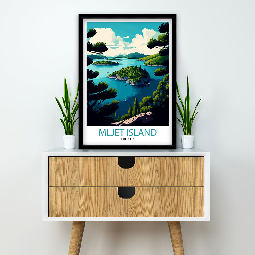 Mljet Croatia Travel Poster Mljet Wall Art Mljet Home Decor Mljet Illustration, Mljet Travel Poster Croatia Poster Croatia Wall Art Croatia