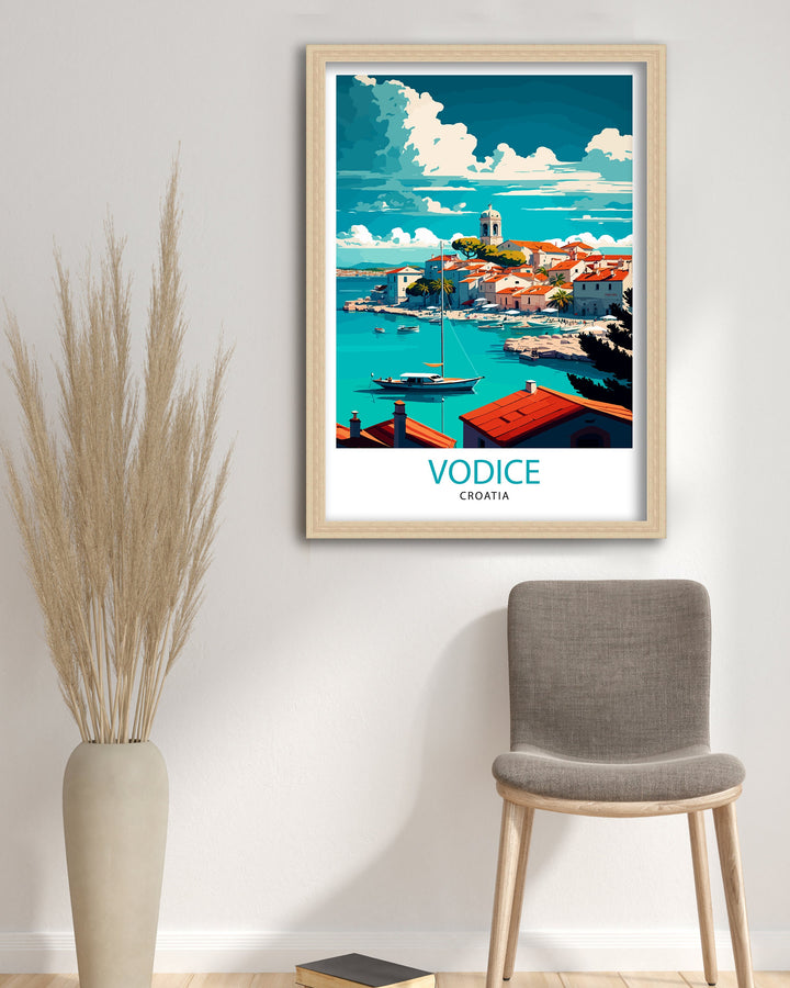 Vodice Croatia Travel Print Vodice Wall Art Vodice Home Decor Vodice Croatia Illustration Travel Poster Gift For Croatia Lovers Croatia Home