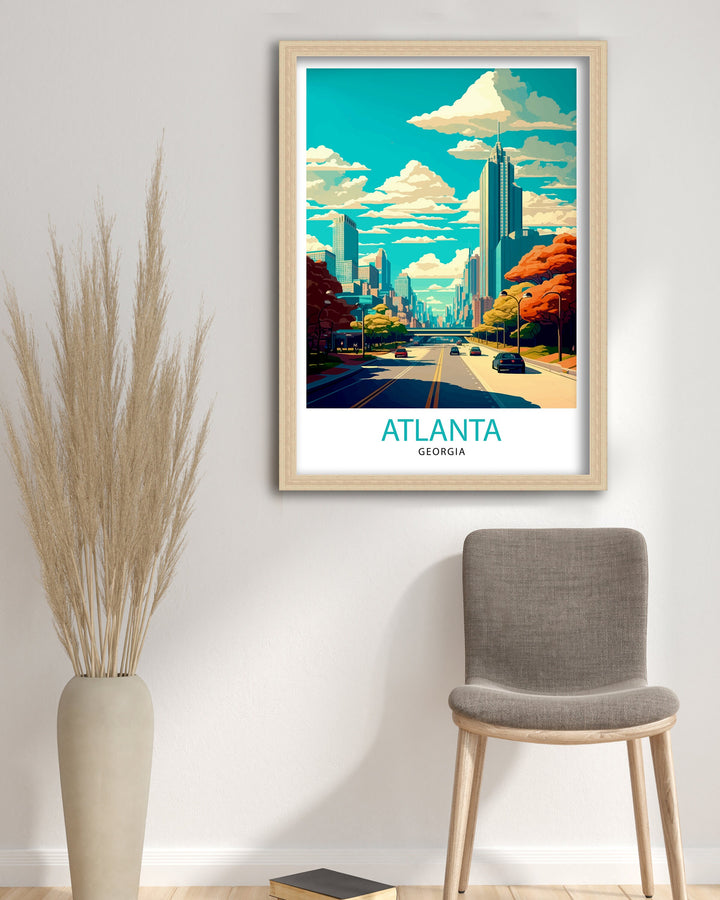 Atlanta Travel Poster Atlanta Wall Decor Atlanta Home Living Decor Atlanta Illustration Travel Poster Gift for Atlanta Georgia Home Decor