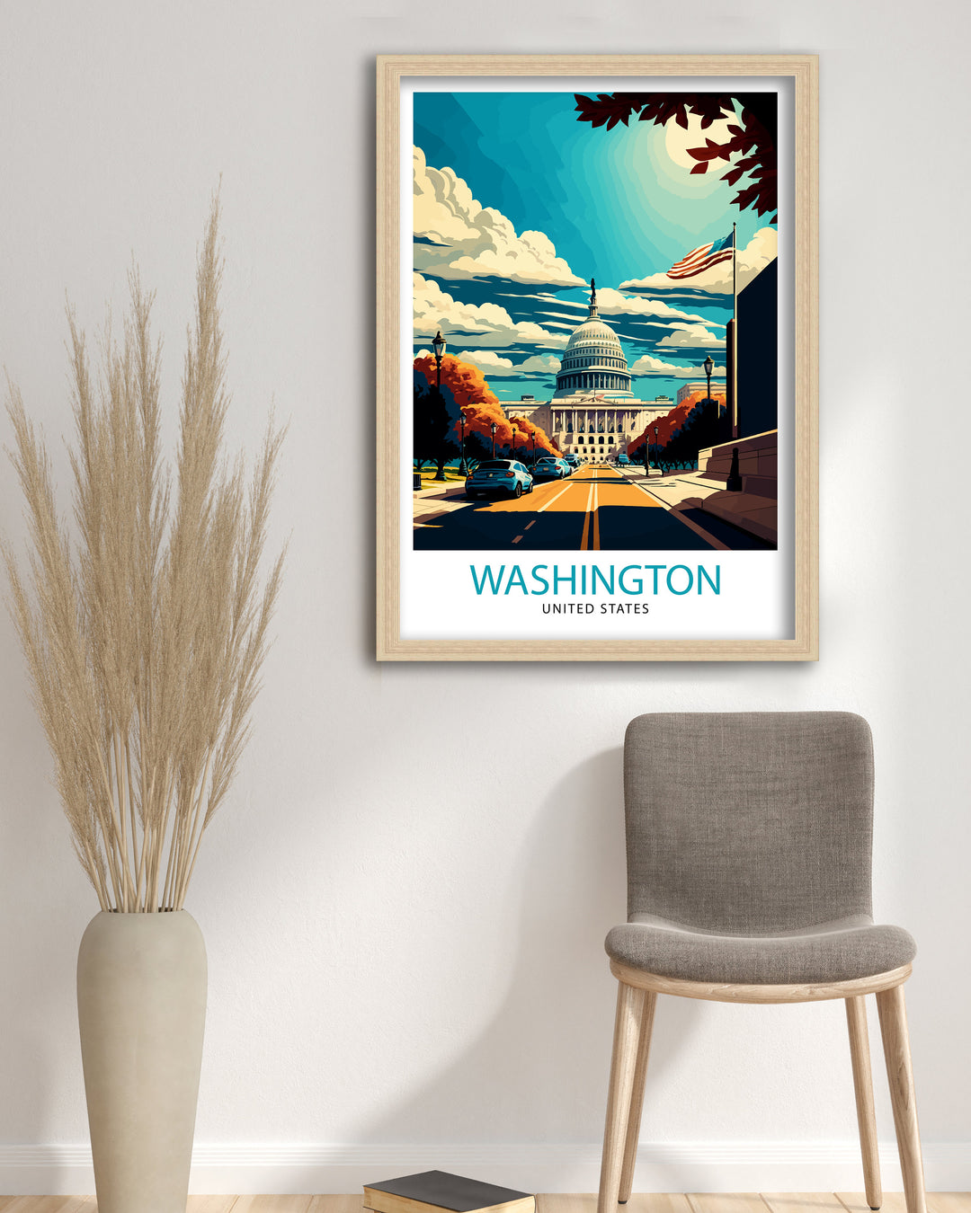 Washington D.C. Travel Poster Washington Wall Art USA Travel Poster Washington Home Decor Washington Illustration Gift for Travelers