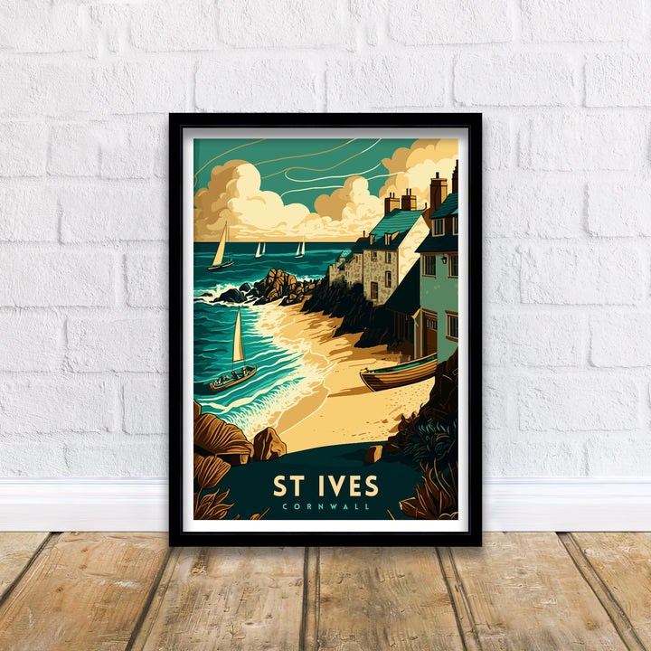 St Ives Cornwall Travel Print Cornwall Wall Art St Ives Home Decor Cornwall Illustration Travel Poster Gift for St Ives Lover, Cornwall