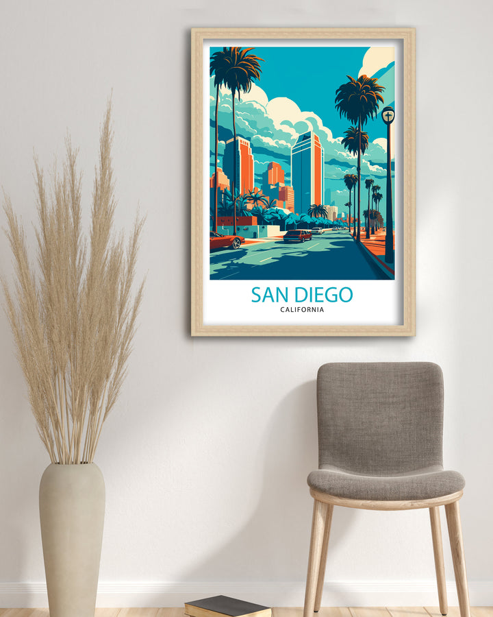 San Diego Travel Poster San Diego Wall Decor San Diego Illustration San Diego Travel Poster San Diego Gift San Diego Home Decor