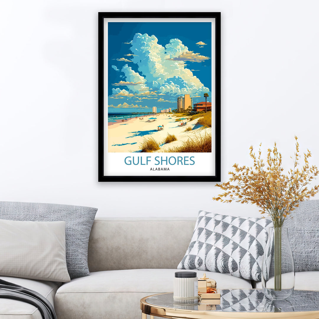 Gulf Shores Alabama Travel Poster Gulf Shores Wall Art Alabama Beach Poster Gulf Shores Beach Decor Gulf Shores Alabama Illustration Gulf