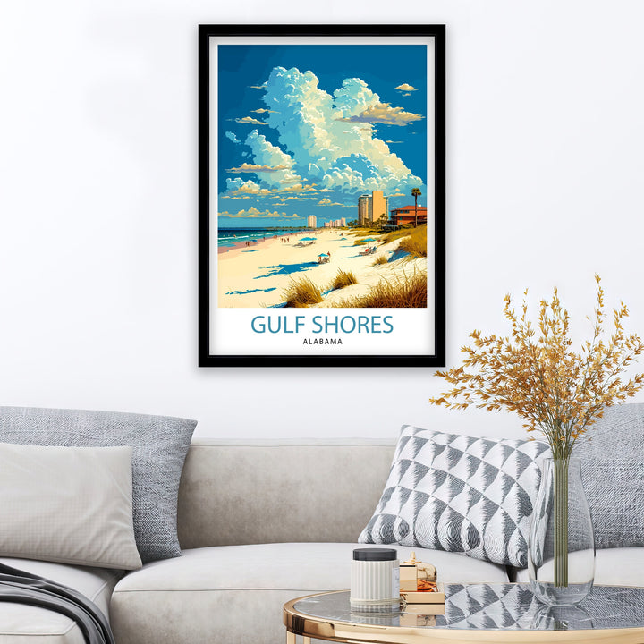 Gulf Shores Alabama Travel Poster Gulf Shores Wall Art Alabama Beach Poster Gulf Shores Beach Decor Gulf Shores Alabama Illustration Gulf