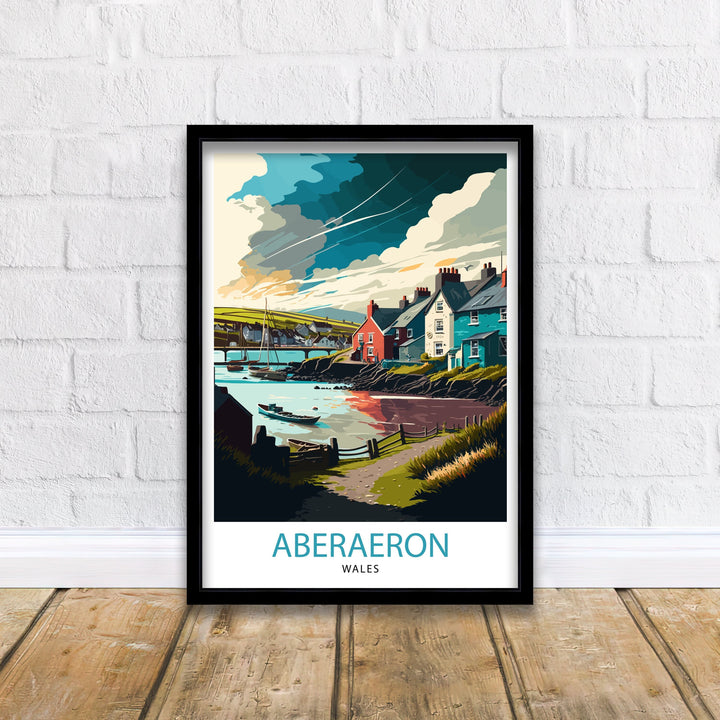 Aberaeron Wales Travel Print, Aberaeron Wall Art Wales Travel Poster Welsh Coastal Town, Aberaeron Illustration Wales Home Decor