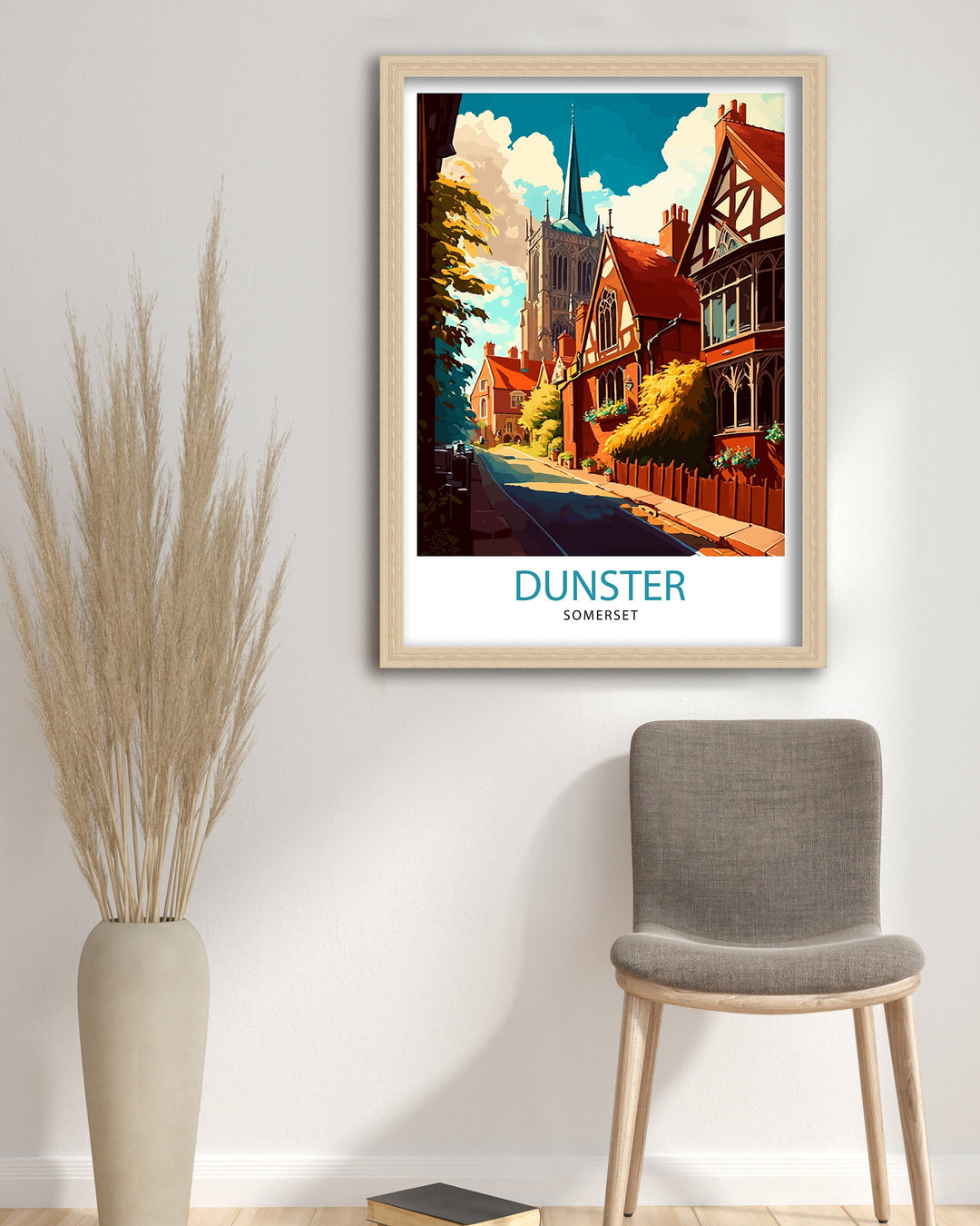 Dunster Somerset Travel Print, Dunster Wall Decor Dunster Home Living Decor Dunster Illustration Travel Poster Gift For Dunster Somerset