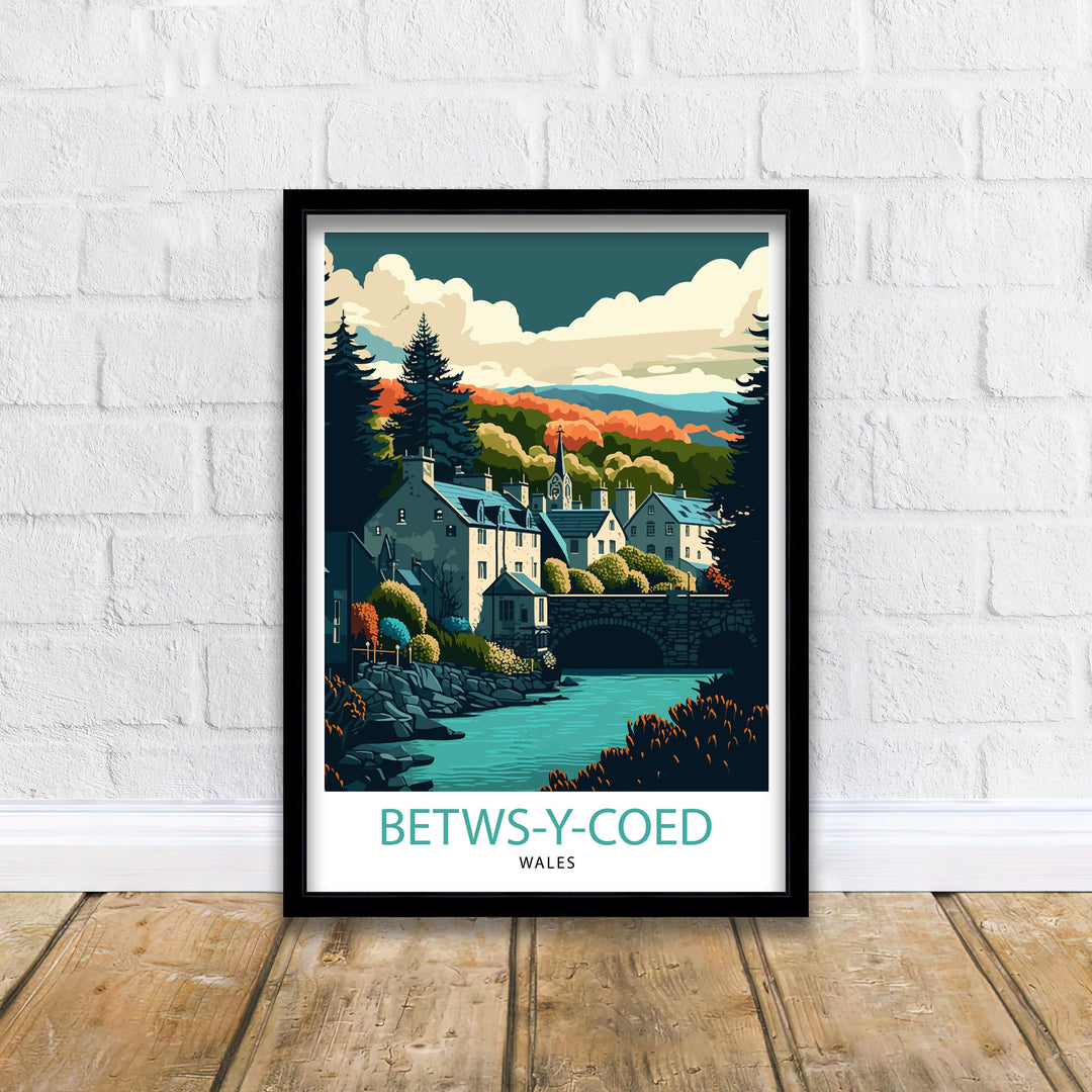Betws-y-Coed Travel Poster Wales Wall Art Betws-y-Coed Illustration Wales Poster Travel Gift for Wales Betws-y-Coed Home Decor