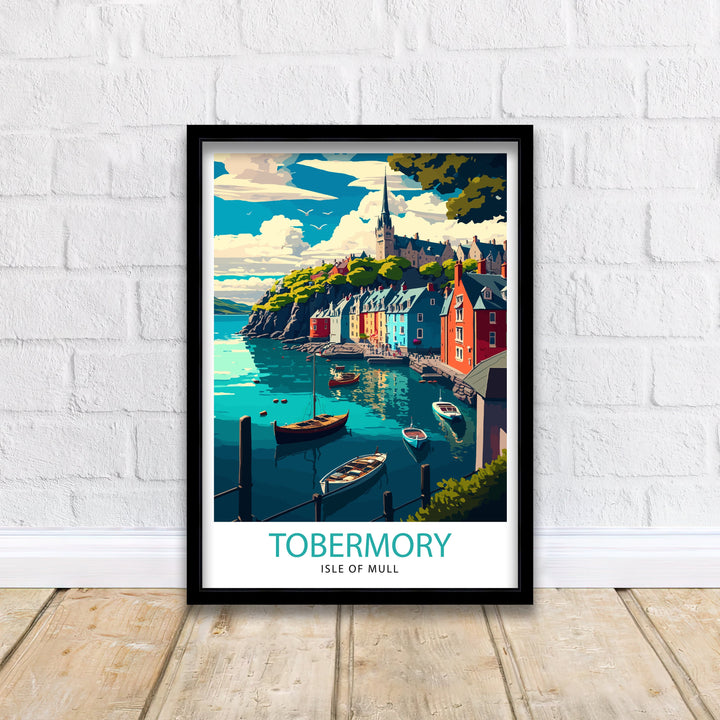 Tobermory Isle of Mull Travel Poster Scotland Wall Art Isle of Mull Illustration Travel Poster Tobermory Gift Scotland Home Decor