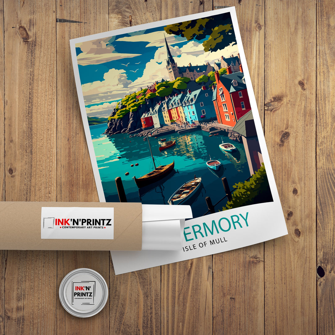 Tobermory Isle of Mull Travel Poster Scotland Wall Art Isle of Mull Illustration Travel Poster Tobermory Gift Scotland Home Decor