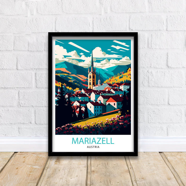 Mariazell Austria Travel Poster Austria Wall Decor Mariazell Illustration Travel Poster Gift For Austria Austria Home Decor