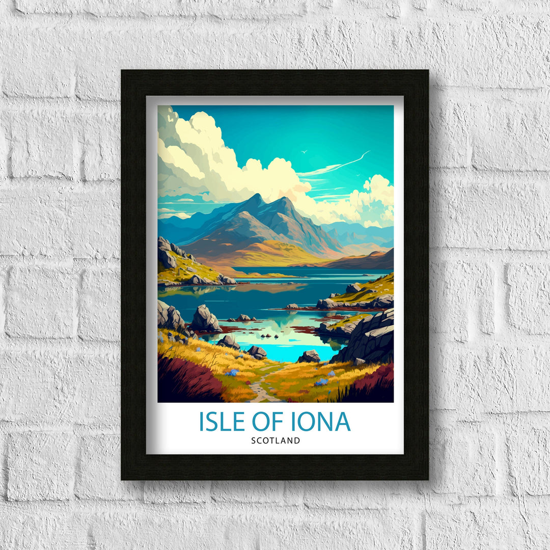 Isle of Iona Scotland Travel Poster Iona Wall Art Iona Home Decor Iona Illustration Travel Poster Iona Gift Scotland Home Decor