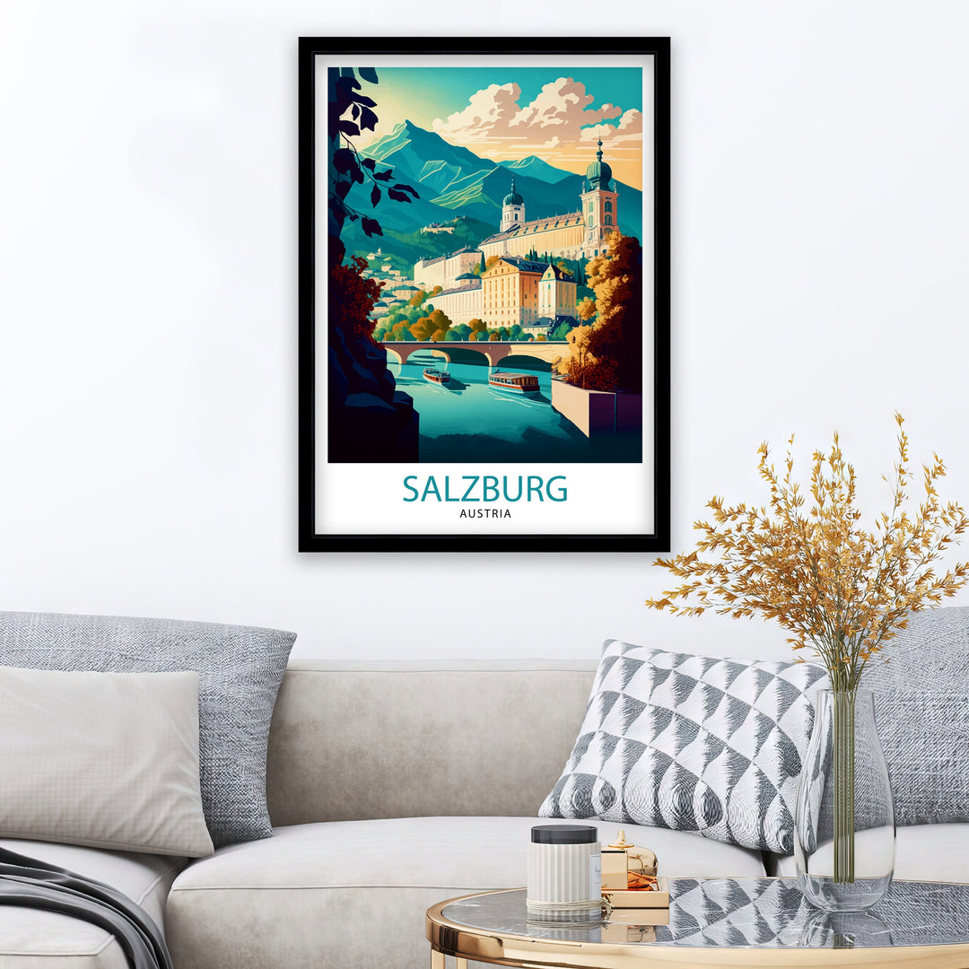 Salzburg Austria Travel Poster Salzburg Wall Decor Salzburg Home Living Decor Salzburg Illustration Travel Poster Gift For Salzburg Austria