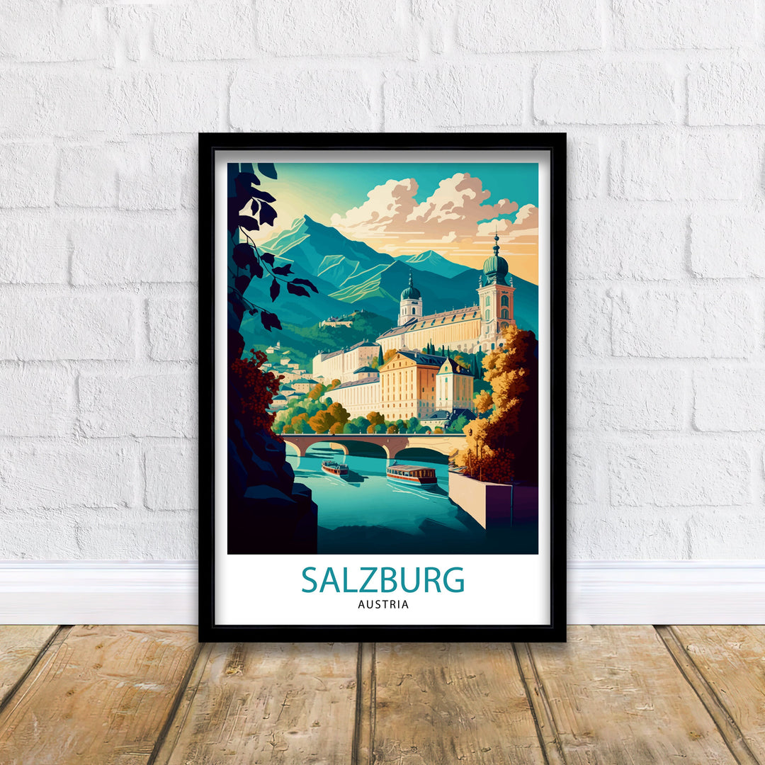 Salzburg Austria Travel Poster Salzburg Wall Decor Salzburg Home Living Decor Salzburg Illustration Travel Poster Gift For Salzburg Austria