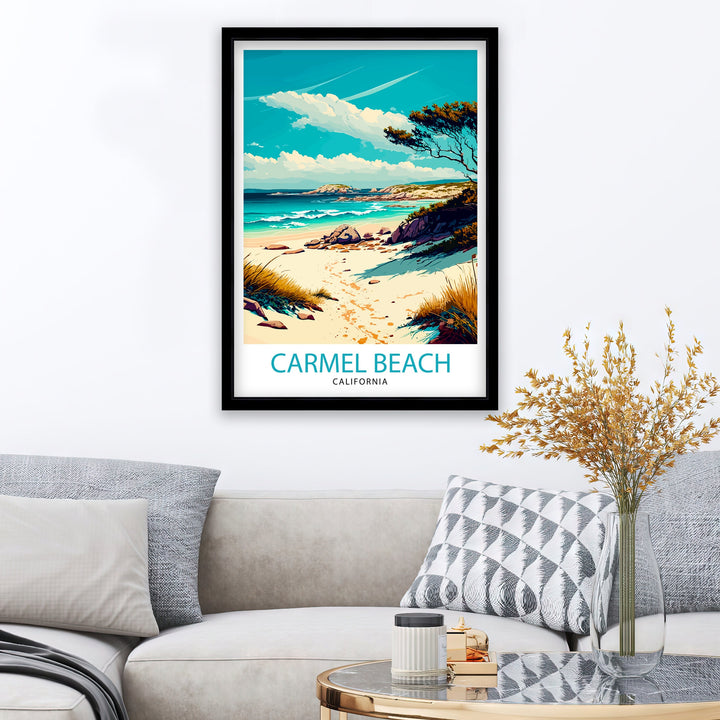 Carmel Beach California Travel PosterWall Decor Home Living Decor California Illustration Travel Poster Gift For California Home Decor