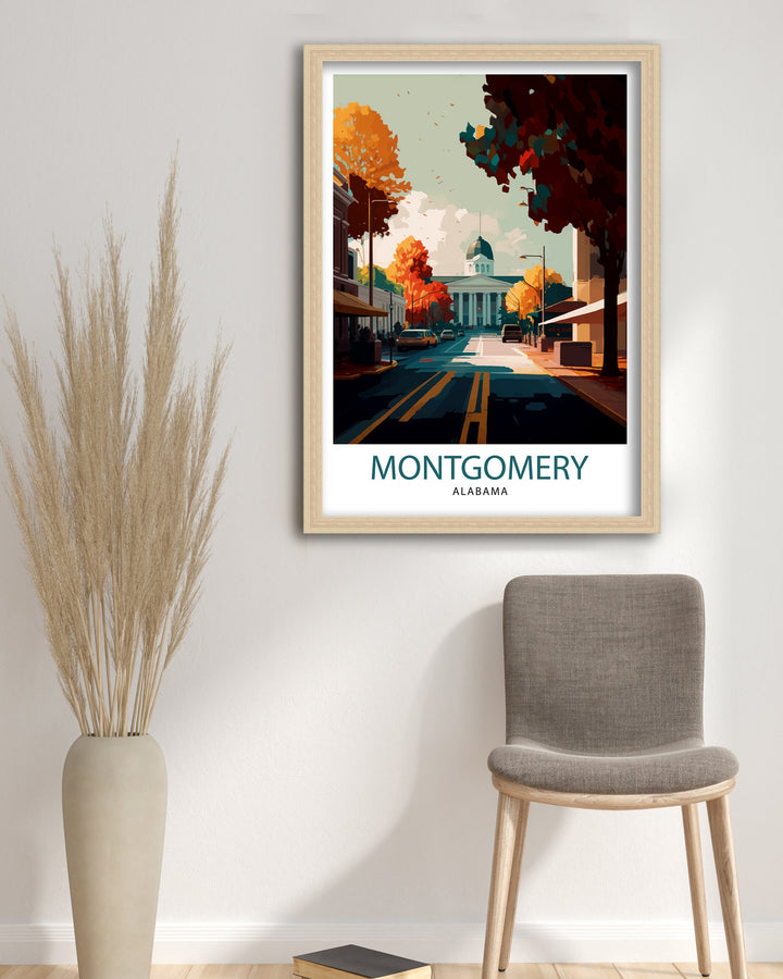 Montgomery Alabama Travel Print Montgomery Wall Art Montgomery Cityscape Alabama Travel Poster Montgomery Gift Montgomery Souvenir