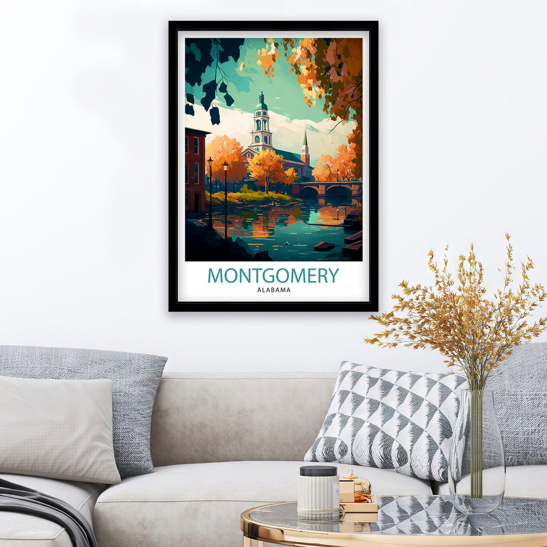 Montgomery Alabama Travel Print Montgomery Wall Art Montgomery Cityscape Alabama Travel Poster Montgomery Gift Montgomery Souvenir