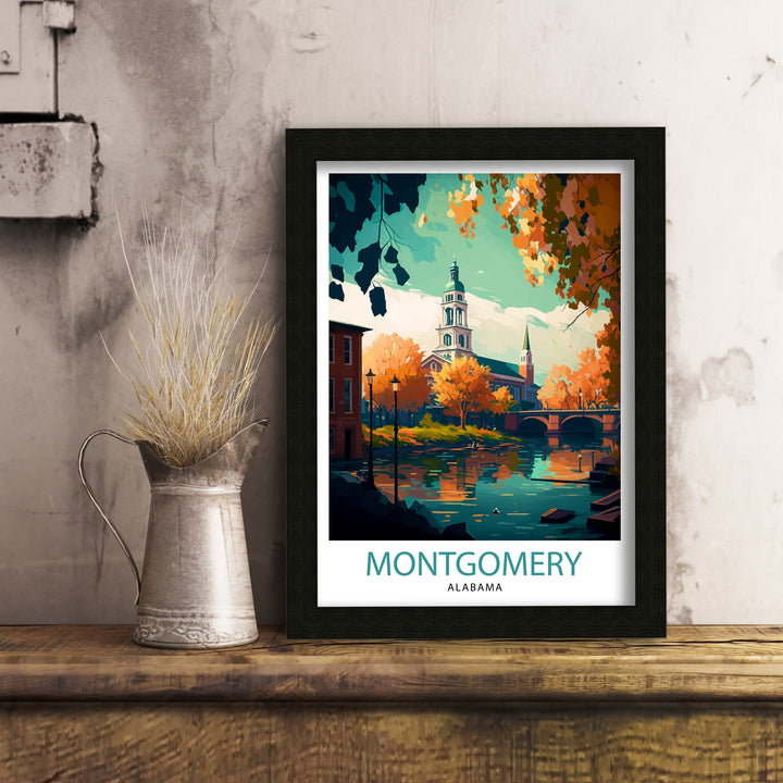 Montgomery Alabama Travel Print Montgomery Wall Art Montgomery Cityscape Alabama Travel Poster Montgomery Gift Montgomery Souvenir