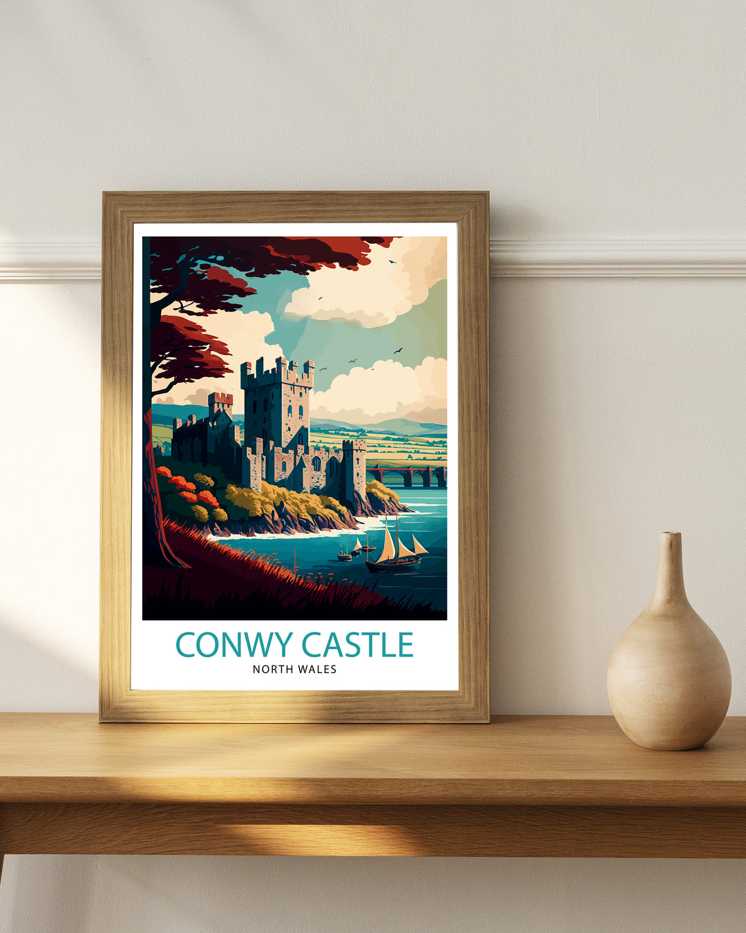 Conwy Castle Travel Poster Wales Wall Decor Wales Home Living Decor Conwy Castle Illustration Travel Poster Gift For Wales Home Decor