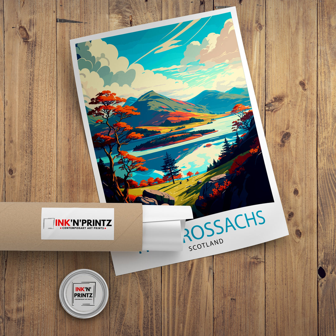 Trossachs Travel Poster Trossachs Wall Art Scotland Travel Poster Trossachs Home Decor Trossachs Landscape Illustration