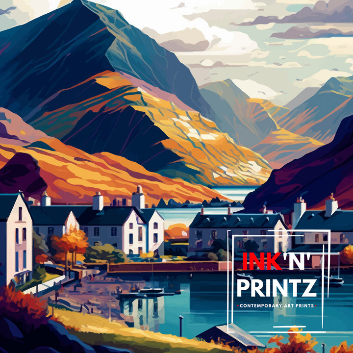 Fort William Scotland Travel Poster Fort William Wall Art Scotland Illustration Travel Poster Gift For Scotland Home Decor