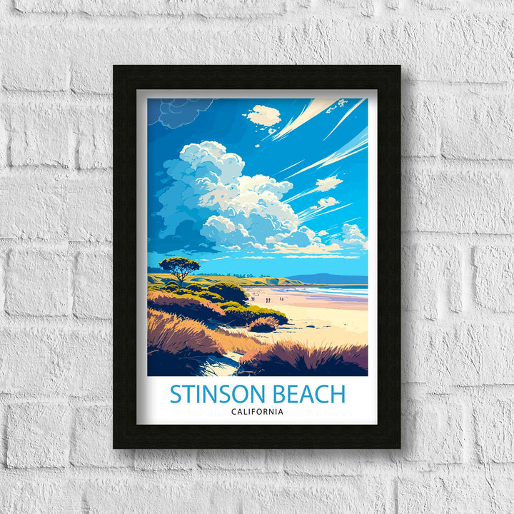 Stinson Beach California Travel Poster Wall Decor Home Living Decor Illustration Travel Poster Gift for Stinson Beach California Home Decor