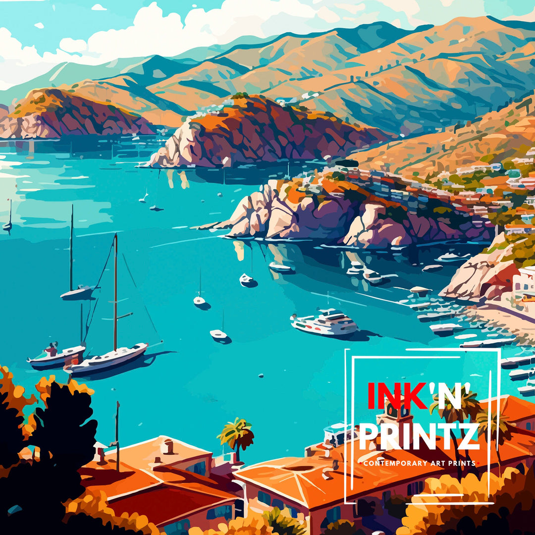 Catalina Island California Travel Poster Wall Art Decor Catalina Island Illustration Poster Gift For Catalina Island Lover California