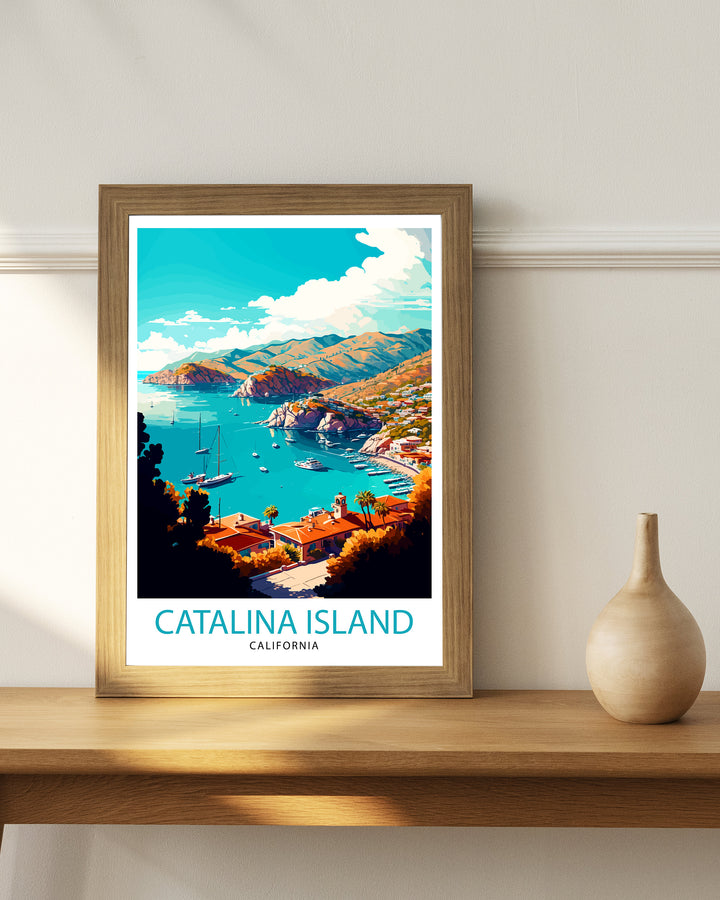 Catalina Island California Travel Poster Wall Art Decor Catalina Island Illustration Poster Gift For Catalina Island Lover California