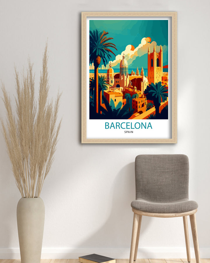 Barcelona Spain Travel Poster Barcelona Wall Decor Spain Illustration Travel Poster Barcelona Gift Spain Home Decor