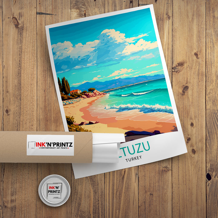 Iztuzu Beach Turkey Travel Print Iztuzu Beach Wall Art Iztuzu Beach Home Decor Turkey Illustration Travel Poster Gift Turkey Home Decor