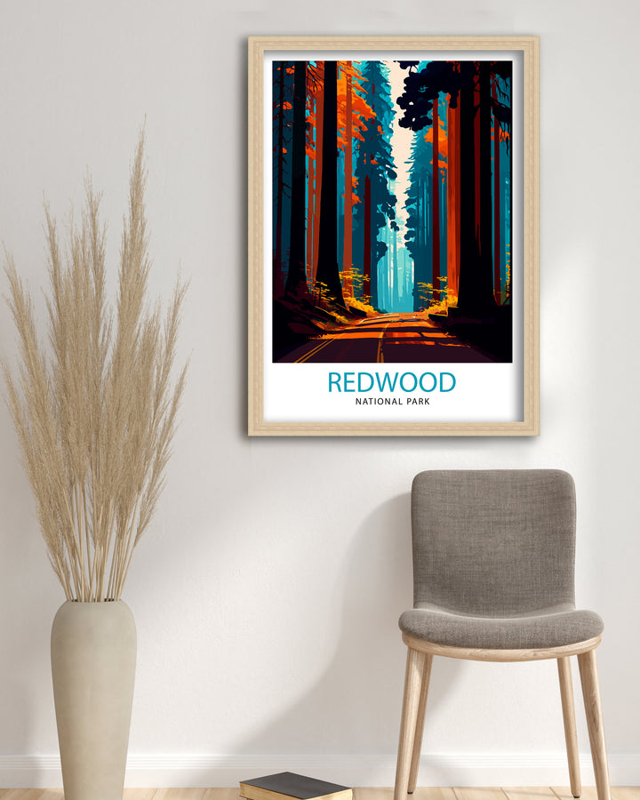 Redwood National Park California Travel Poster Wall Art Decor Nature Poster Gift for Nature Lover California Travel Poster