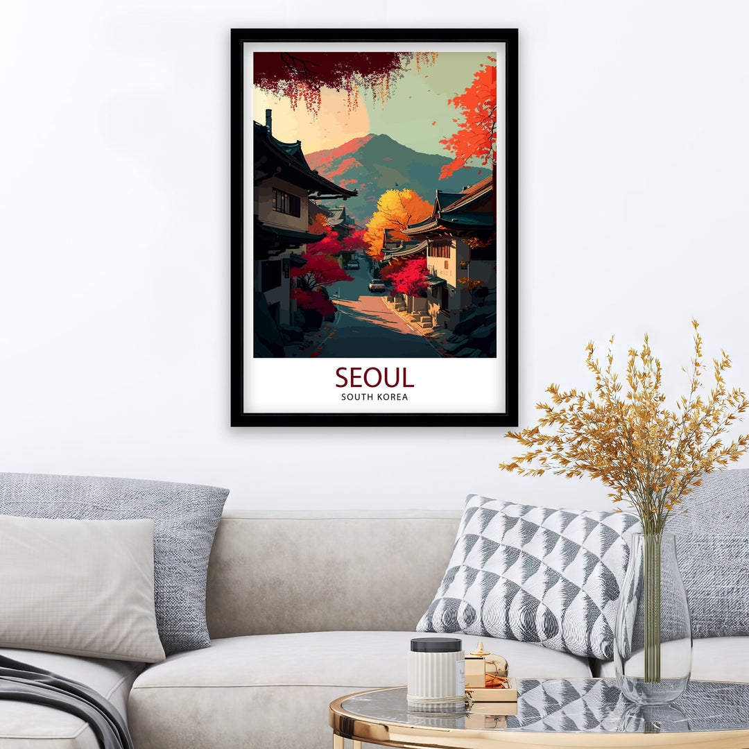 Seoul Korea Travel Print Seoul Wall Decor Korea Travel Poster Seoul Illustration Korean Home Decor Seoul Cityscape Print