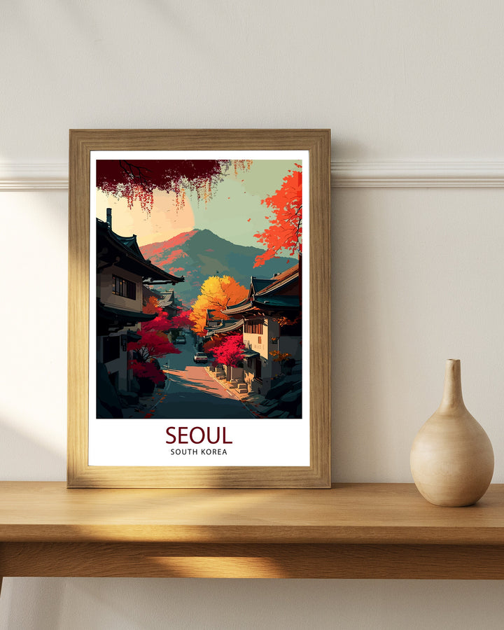 Seoul Korea Travel Print Seoul Wall Decor Korea Travel Poster Seoul Illustration Korean Home Decor Seoul Cityscape Print