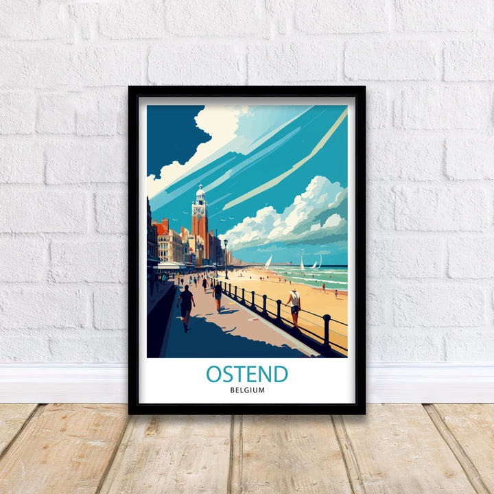 Ostend Belgium Travel Poster Ostend Wall Art Ostend Home Decor Ostend Belgium Illustration Travel Poster Gift For Belgium Belgium Home Decor