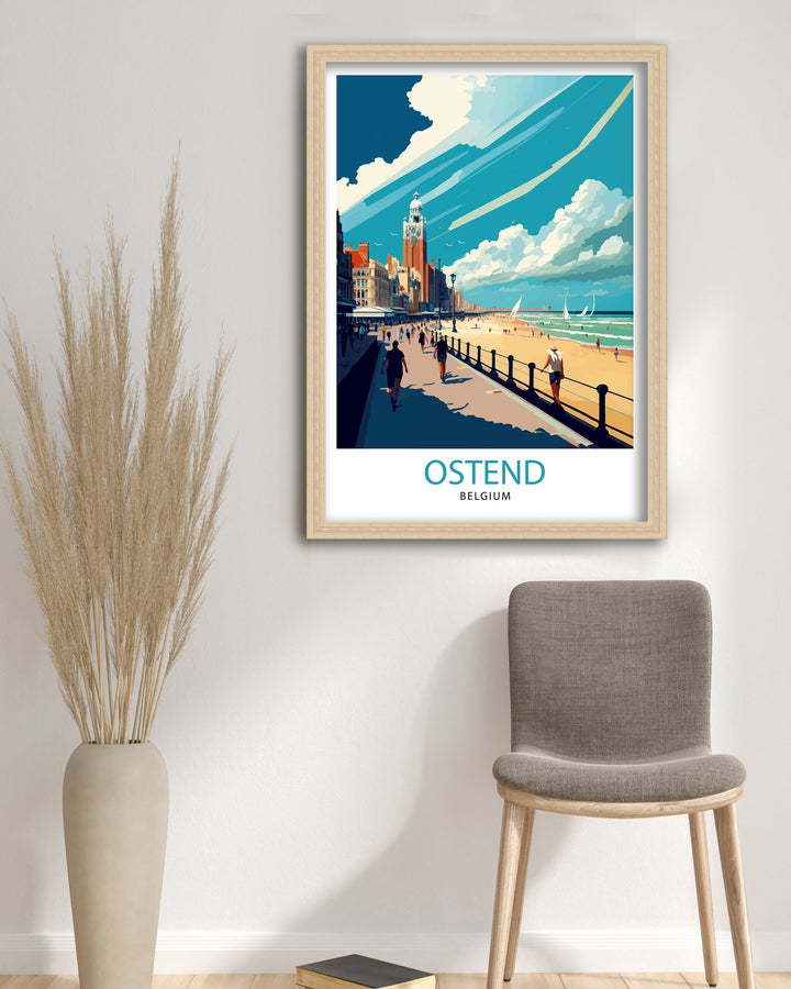 Ostend Belgium Travel Poster Ostend Wall Art Ostend Home Decor Ostend Belgium Illustration Travel Poster Gift For Belgium Belgium Home Decor