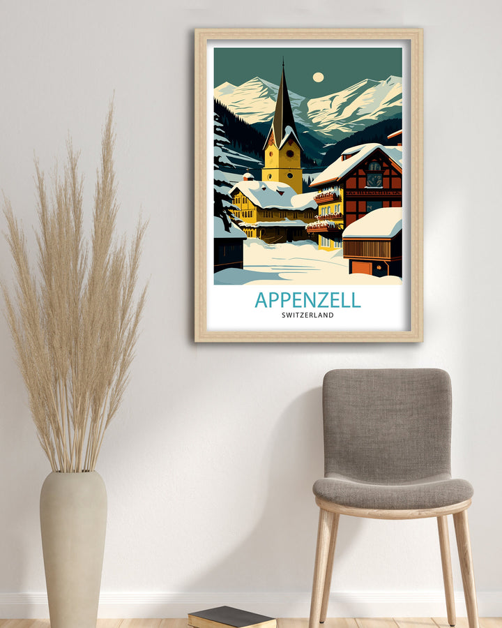 Appenzell Switzerland Travel Poster Appenzell Wall Decor Appenzell Illustration Travel Poster Gift For Appenzell Switzerland Home Decor