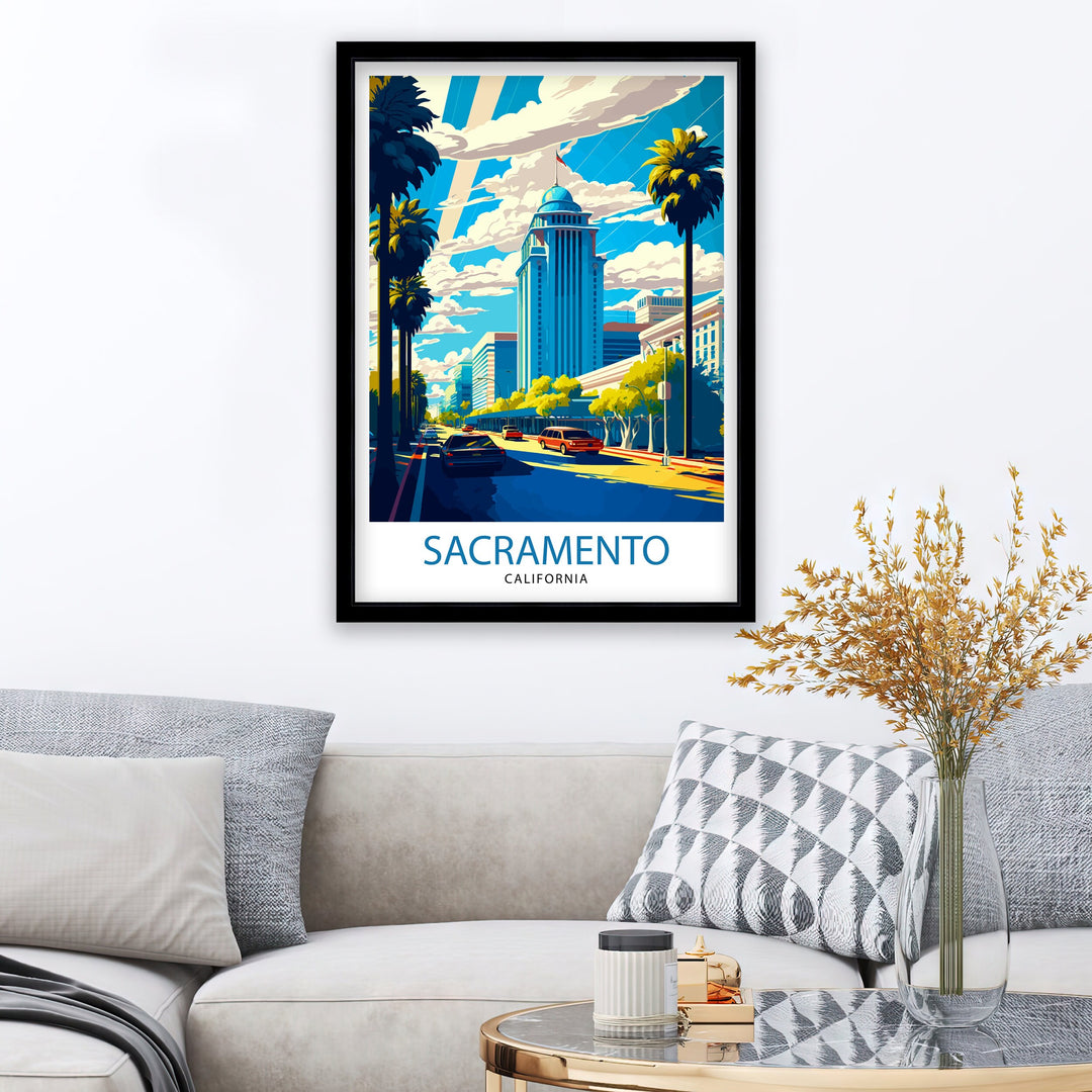 Sacramento Travel Poster Sacramento Wall Art Sacramento Cityscape Illustration California Travel Poster Sacramento Gift