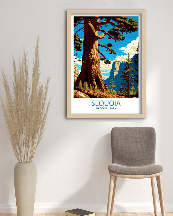 Sequoia National Park Travel Poster Wall Art Decor Illustrated Travel Poster Gift for National Park Lovers California Art Poster