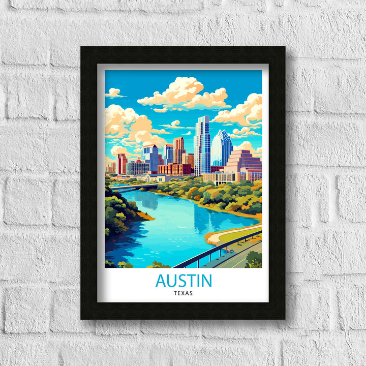 Austin Texas Travel Poster Austin Wall Art Texas Home Decor Austin Texas Illustration Travel Poster Gift for Austin Texas Austin Cityscape