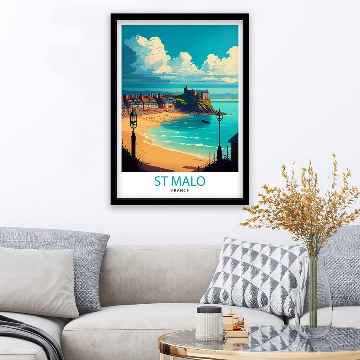 St Malo France Travel Poster St Malo Wall Art St Malo Home Decor St Malo Illustration Travel Poster Gift For St Malo France Home