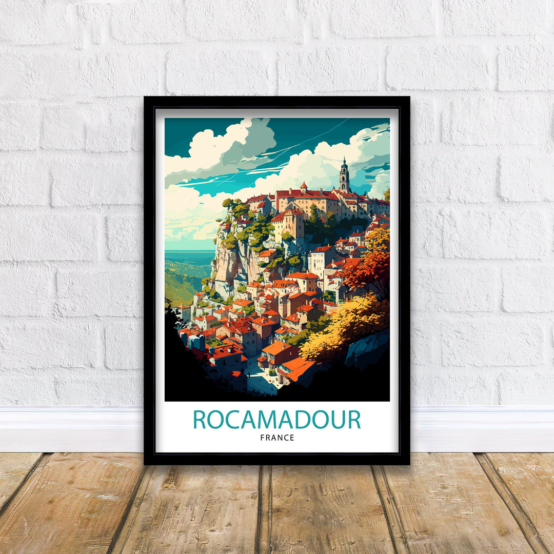 Rocamadour France Travel Print Wall Decor Home Living Decor France Illustration Travel Poster Gift For France Home Decor