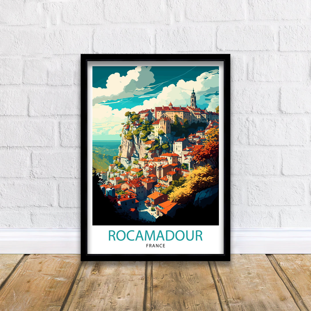 Rocamadour France Travel Poster Wall Decor Home Living Decor France Illustration Travel Poster Gift For France Home Decor